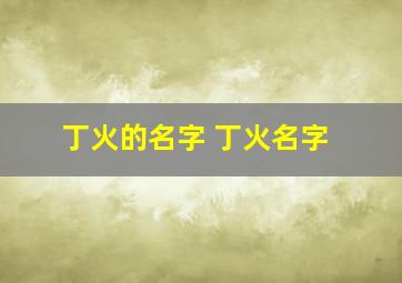 丁火的名字 丁火名字